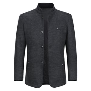 Kort Slim Fit-kappa för män med ståkrage Business Casual Ullöverrock Grå