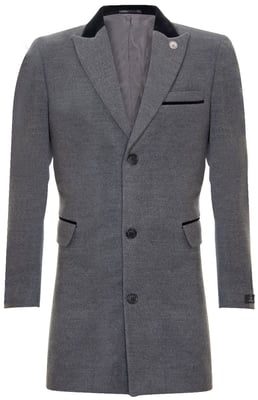 Herr 3/4 Grå Lång Crombie Överrock Jacka Fiskbensmönstrad Tweedrock Peaky Blinder