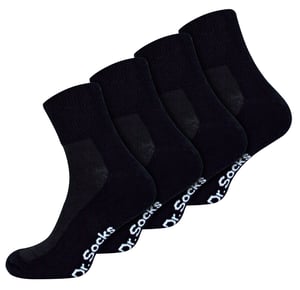 Mens Bamboo Diabetic Ankle Socks | Dr.Socks | Extra Wide Trainer Socks in Black & White - Black