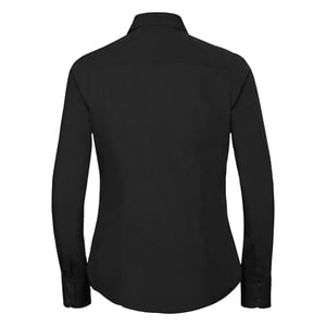 Russell Collection Ladies/Womens Long Sleeve Poly-Cotton Easy Care Fitted Poplin Shirt (Black)