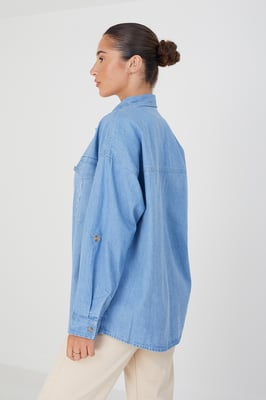 Blue 'Sarah' Long Sleeve Chambray Shirt