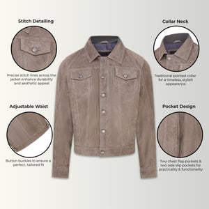 Mens Grey Goat Suede Leather Jacket- Nurmes