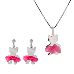 Orphelia 'Bear Bow' Kind 925 Sterling Zilver Set: Ketting-Hanger + Oorbellen - Zilver SET-7132