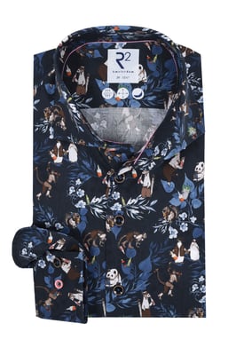 R2 Animal Print Shirt Navy