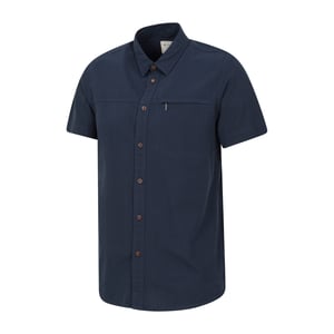 Mountain Warehouse Heren Kokosnoot Slub Overhemd met Korte Mouwen (Marine)