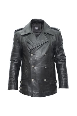 Mens Cowhide Leather Peacoat-Leiden