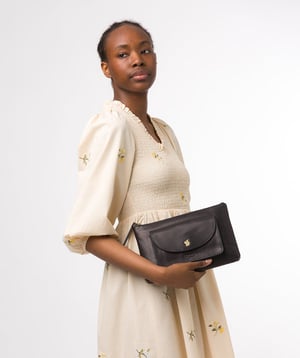 'Treasure' Navy Leather Clutch Bag