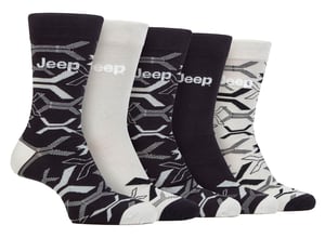 Mens Bamboo Dress Socks | Jeep | 5 Pack Breathable Leisure Socks for Everyday Wear - Navy / Grey