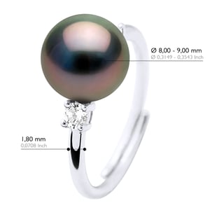 Ring Sieraden - Echte Gecultiveerde Tahiti Parels Rond 8-9 mm