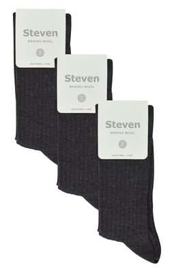3 Pairs Ladies Original Merino Wool Socks | Steven | Breathable Thick Warm Boot Socks - Dark Grey