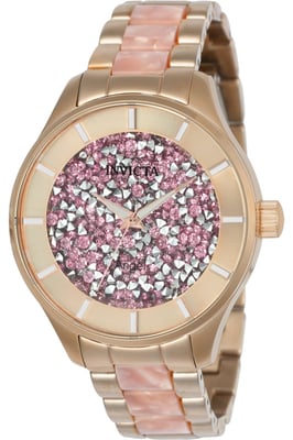 Invicta Angel 24663 Dames Horloge - Quartz Uurwerk - Roestvrij Staal met roze Wijzerplaat - 40mm