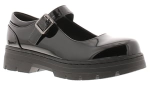 Platino Womens Shoes Work School Jenny Buckle black patent
