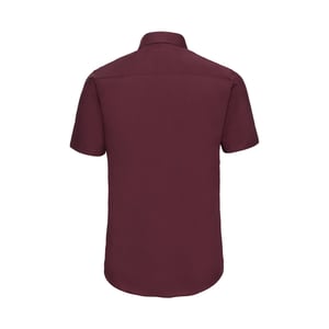 Russell Collection Mens Fitted Short-Sleeved Shirt (Port)
