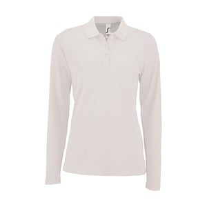 SOLS Womens/Ladies Perfect Long Sleeve Pique Polo Shirt (White)