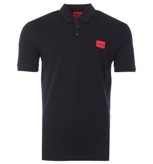 HUGO Logo Patch Sustainable Slim Fit Polo Shirt - Black