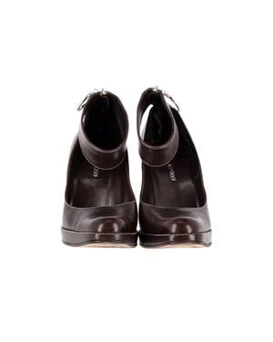Sergio Rossi Ankle Strap Pumps in Brown Leather