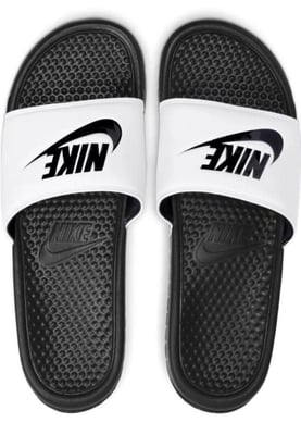 Nike Benassi Slip On Sliders in White/Black