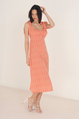 Orange Sweetheart 'Myla' Button Up Woven Midi Dress