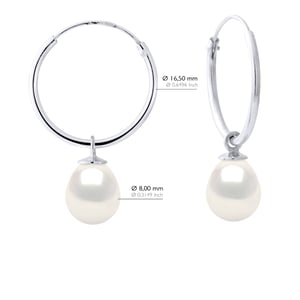 Oorbellen van Zilver 925 Rhodium verguld met Echte Zoetwaterparels Pear 8-9 mm