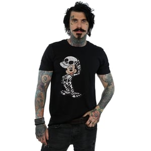 Disney Heren Mickey Mouse Skeleton T-Shirt (Zwart)