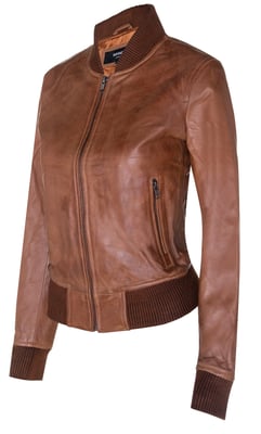 Womens Classic MA-1 Leather Bomber Jacket-Newcastle