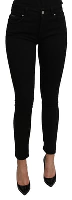 Dolce & Gabbana Women's Black Mid Waist Slim Denim Cotton Stretch Jeans
