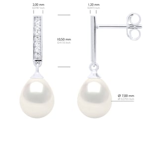 Earrings Real Cultured Freshwater Pearls Pear 7-8 mm