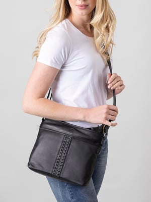 Farlam Leather Cross Body Bag in Black