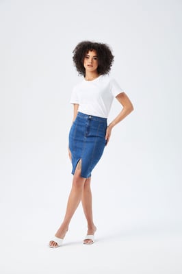 Mid Blue Pencil Skirt