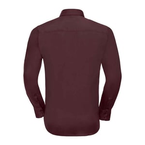 Russell Collection Mens Fitted Long-Sleeved Shirt (Port)