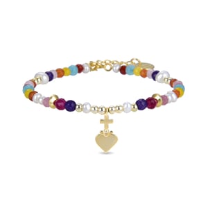 Luxenter 925 Sterling Zilveren Armband met Veelkleurig Kristal in 18K Geel Goud - Nymox