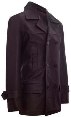 Cow Hide Dr Who Naval German Pea Coat Leather Jacket