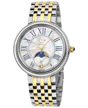 GV2 Women's Genoa SS silver Case, White MOP Dial, Two tone Stainless Steel Watch