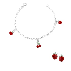 Orphelia 'Apple' Kinder 925 Sterling Zilveren Set: Armband + Oorbellen - Zilver SET-7149