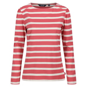 Regatta Womens/Ladies Federica Stripe Long-Sleeved T-Shirt (Mineral Red/Light Vanilla)