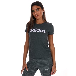 Women's adidas Essentials Linear Slim T-Shirt in Charcoal Marl