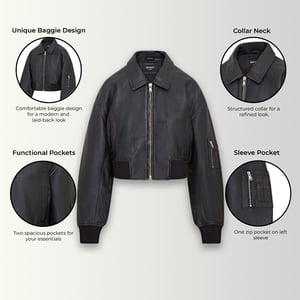 Womens Oversized Leather MA-1 Bomber Jacket
