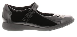 Clarks Girls School Shoes Etch Mist Leather Touch Fastening black