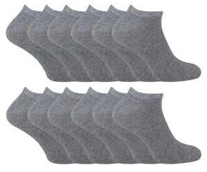 Sock Snob - 12 Pair Multipack Mens Quarter Trainer Socks - Grey