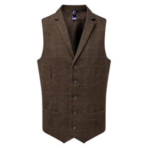 Premier Mens Herringbone Waistcoat (Brown Check)