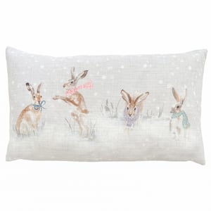Evans Lichfield Snowy Hare Hand Painted Cushion Cover
