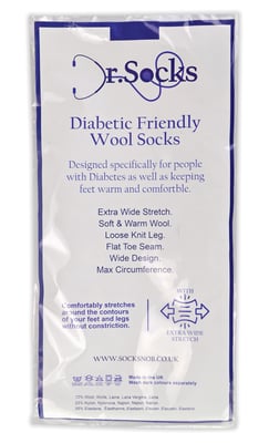 3 Pair Multipack Mens Wool Diabetic Socks for Swollen Legs | Dr.Socks | Ribbed Seamless Merino Wool Socks in Black - Black