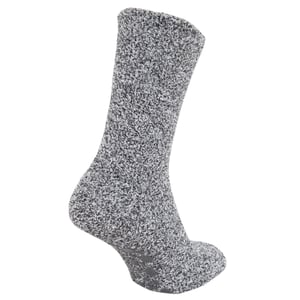 FLOSO Mens Warm Slipper Socks With Rubber Non Slip Grip (Grey)