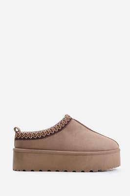 Wheres That From Womens 'Freeze' Flatform Embroidered Low Ankle Slipper Boots