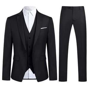 3-delad Slim Fit One Button Fashion Svart Kostym