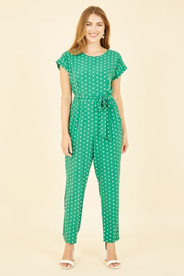 Green Spot Print Jumpsuit