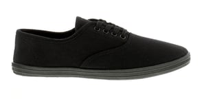 Platino Womens Canvas Pumps Plimsolls Monster Lace Up black