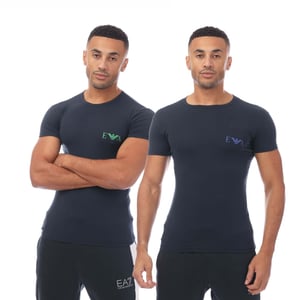 Heren Emporio Armani 2 Pack Underwear Logo T-Shirt in Navy