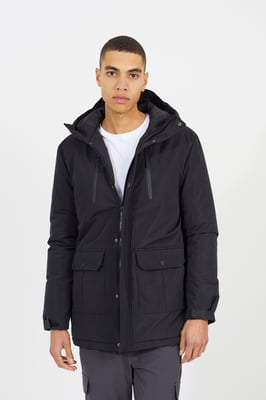Black Lightly Padded Hooded Mac Jacket