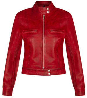 Dames effen leren motorbikerjack-Braga
